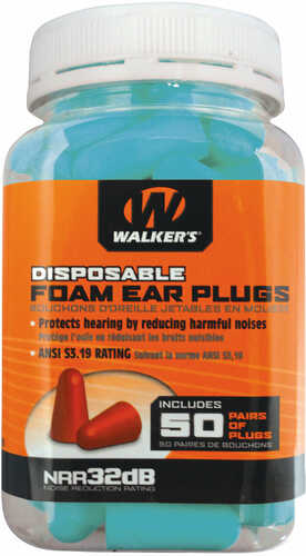 Walkers GWPFP-50PKTL Foam Ear Plugs 32 Db Teal 50 Pair