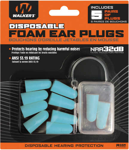 Click to see larger image. Walkers GWPFP5PKTL Foam Ear Plugs 32 Db Teal 5 Pack