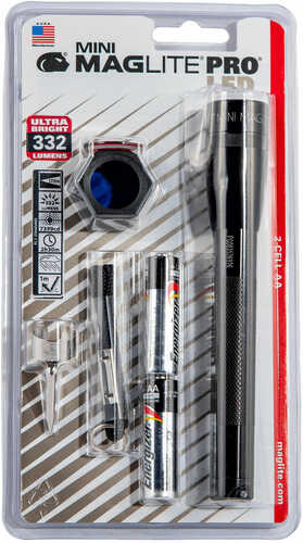 Maglite SP2P01C Mini Pro Red/Blue/Clear Led 272 Lumens AA (2) Battery Black Combo Pack