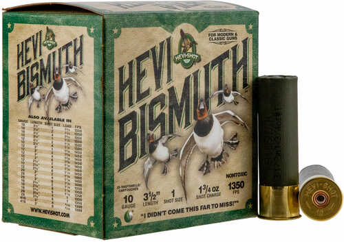 10 Gauge 25 Rounds Ammunition Hevi-Shot-Environ Metal 3 1/2" 1 3/4 oz Bismuth #1