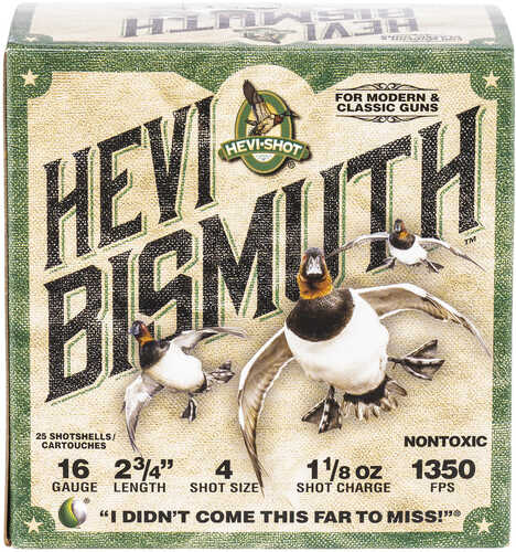 Hevishot 16704 Hevi-bismuth Waterfowl Gauge 2.75" 1/8 Oz 4 Shot 25 Bx/ 10 Cs