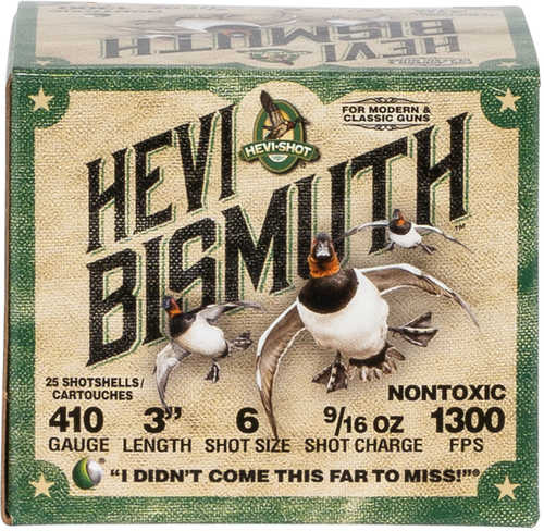 Hevi-Shot 19006 Bismuth Waterfowl 410 Gauge 3" 6 Shot Size 9/16 Oz 1300 fps 25 Rounds