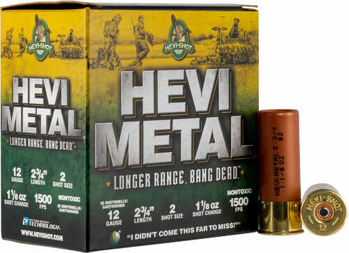Hevishot 38702 Hevi-Metal Longer Range 12 Gauge 2.75" 1 1/8 oz 2 Shot 25 Box