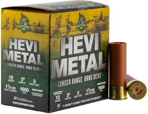 12 Gauge 25 Rounds Ammunition Hevi-Shot-Environ Metal 3" 1/4 oz #3