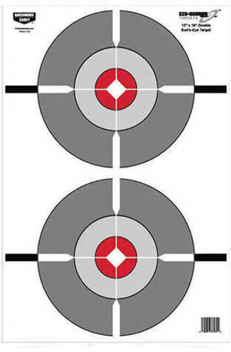 Birchwood Casey 37207 EZE-Scorer Double Bull's-Eye Paper 12" X 18" Bullseye Black/Gray/Red/White 10 Pack