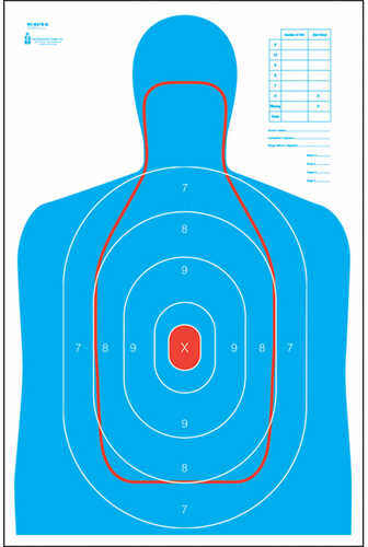 Action <span style="font-weight:bolder; ">Target</span> Inc Rc-B27E-Q-100 B-27E And Fbi Q Combination Paper 23" X 35" Silhouette Blue/Red 100