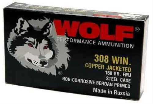 308 Winchester 20 Rounds Ammunition Wolf Performance Ammo 145 Grain Full Metal Jacket