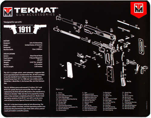 TEKMAT Armorers Bench Mat Ultra 15"X20" 1911 Black