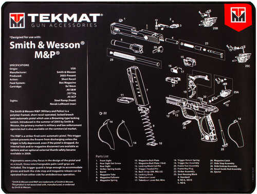 TEKMAT Armorers Bench Mat Ultra 15"X20" S&W MP Black