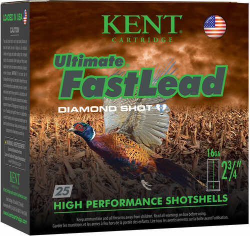 16 Gauge 25 Rounds Ammunition <span style="font-weight:bolder; ">Kent</span> Cartridges 2 3/4" 1 oz Lead #5