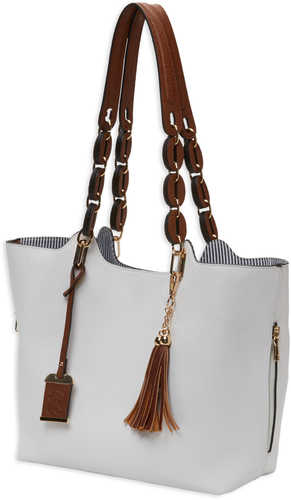 Bulldog Tote Style Purse Braided White Leather Shoulder Most Small Pistols & Revolvers Ambidextrous Hand