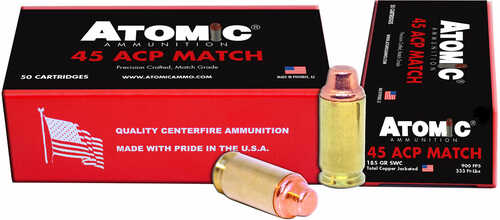 Atomic 448 Match 45 Acp 185 Gr Semi Wadcutter Ammo 50 Rounds