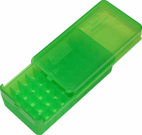 Side-Slide Ammo Box Pistol Multi-Caliber Handgun Clear Green Plastic 50Rd