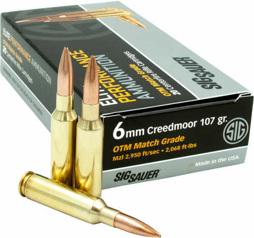 Sig Sauer E6mmcm220 Elite Match Grade 6mm Creedmoor 107 Open Tip (otm) 20 Bx/ Cs