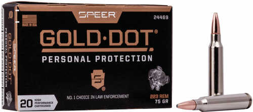 Speer Ammunition Gold Dot 223 Remington 75Gr Hollow Point 20 Round Box 24469