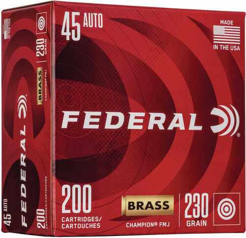 Federal Champion Training 45 ACP 230 gr Full Metal Jacket (FMJ) Ammo 200 Round Box
