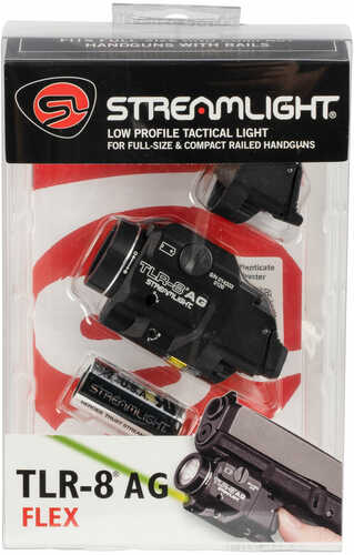 Streamlight 69434 TLR-8 A With Green Laser Clear Led 500 Lumens Cr123A Lithium Battery Black Aluminum High/Low Switch