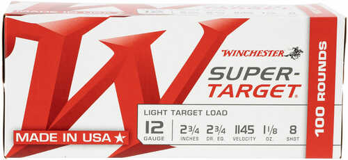 Winchester Ammo TRGT128Vp Super Target 12 Gauge 2.75" 1 1/8 Oz 8 Shot 100 Bx/ 2 Cs (Value Pack)