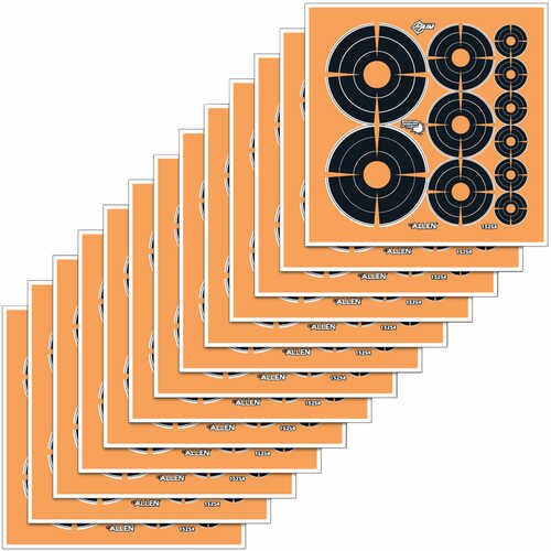 Allen 15254 EZ Aim Splash Variety Self-Adhesive Paper 1"/2"/3" Bullseye Black/Orange 12 Pack