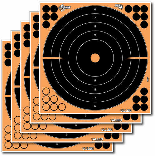 Allen 15317 EZ Aim Splash Self-Adhesive Paper 12" X 12" Bullseye Black/Orange 5 Pack