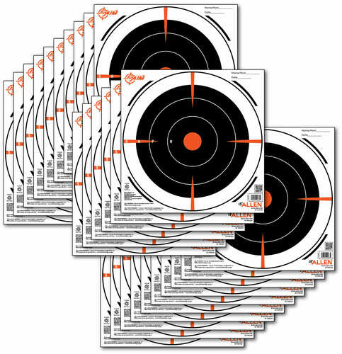 Allen 15246 EZ Aim Paper 8" X 8" Bullseye Black/Orange/White 26 Pack