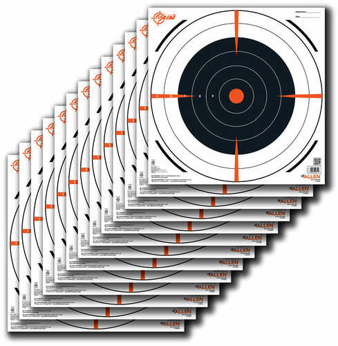 Allen 15334 EZ Aim Paper 12" X Bullseye Black/Orange/White Pack