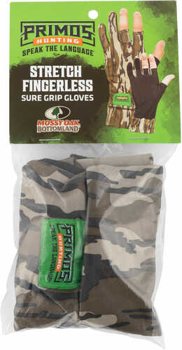 Primos Stretch Fit Fingerless One Size Fits Most Mossy Oak BottomLand 1 Pair