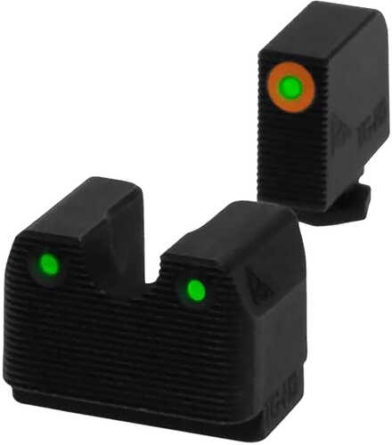 Rival Arms Ra4A231G Tritium Night Sights Mos Compatible With for Glock 1719 U-Notch Green W/Orange Outline Black