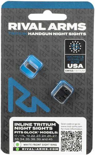 Rival Arms In-Line Night Sights for GLOCK 17/19 Models White Front Ring/White Rear Tritium