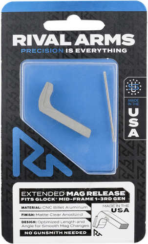 Rival Arms Extended Mag Release Compatible With for Glock Gen 1-3 Stainless
