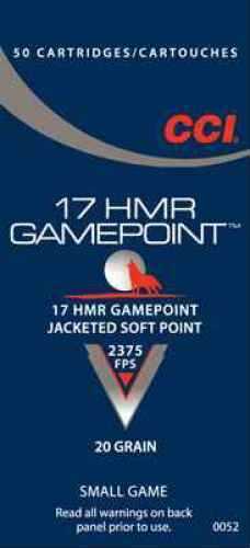 17 HMR 50 Rounds Ammunition CCI 20 Grain Soft Point