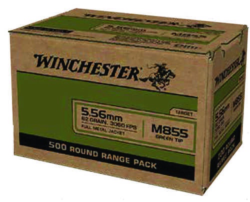 5.56mm Nato 500 Rounds Ammunition Winchester 62 Grain FMJ