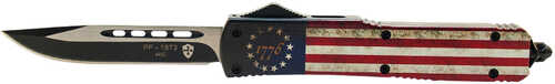 Templar Knife Betsy Ross Flag Slim 3.50" Drop Point Plain Black 440C Stainless Steel Zinc Alumin