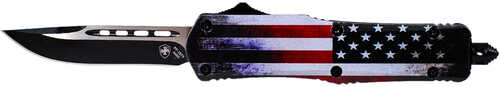 Click to see larger image. Templar Knife US Flag 3.50" Drop Point Plain Black 440C Stainless Steel Zinc Aluminum Alloy Handle OTF