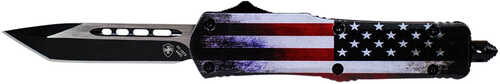 Templar Knife US Flag Small 2.25" Tanto Plain Black 440C Stainless Steel Zinc Aluminum Alloy Handle OTF