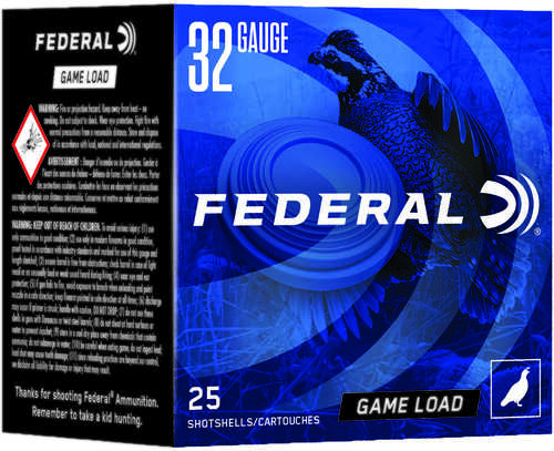 32 Gauge 25 Rounds Ammunition Federal Cartridge 1/2" oz Lead #8