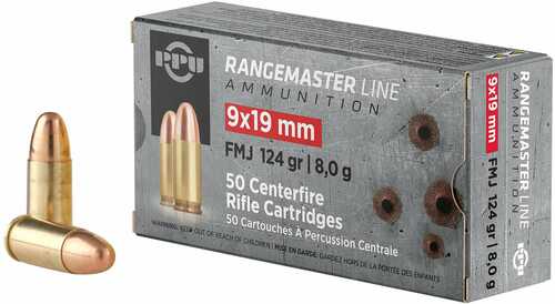 PPU 9X19mm 124 FMJ Rangemaster Ammo 50 Round Box