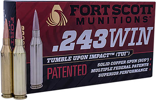 Fort Scott Munitions 243070SCV Tumble Upon Impact (TUI) 243 Win 70 Grain 3590 Fps Solid Copper Spun (SCS) 20 Box