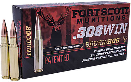 308 <span style="font-weight:bolder; ">Winchester</span> 20 Rounds Ammunition Fort Scott Munitions 168 Grain Solid