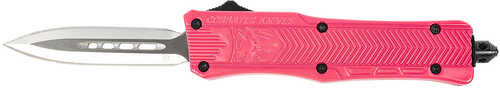 Cobra Tec Knives CTK-1 Small Dual Action OTF Dagger Plain D2 Steel Blade Pink Aluminum Handle