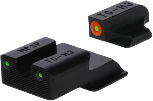 Truglo Tritium Pro Night Sights Square Green With Orange Outline Front/U-Notch Rear Nitride Fortress