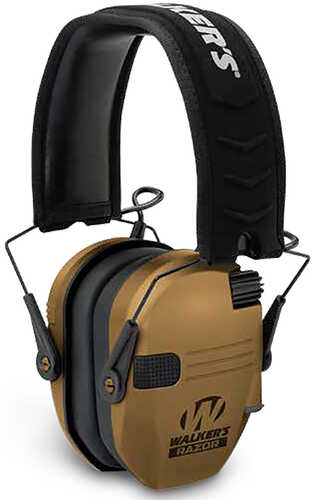 Walker's Razor Slim Electronic Muff 23 Db Over The Head Polymer Battle Brown Ear Cups With Black Headband &