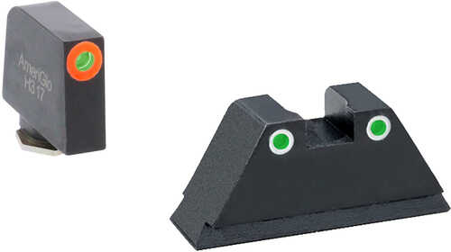 AmeriGlo Tall Suppressor Height Sight Xl Tritium Green W/Orange Outline Front W/White Rear Black Fra