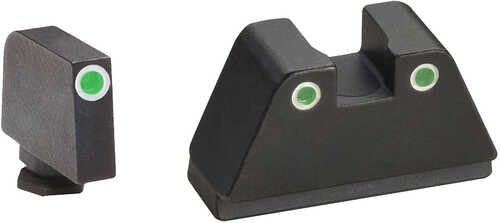 AmeriGlo Tall Suppressor Height Sight 2Xl Classic Tritium Green W/White Outline Front & Rear Black Frame For Glock