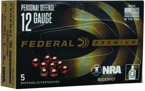 12 Gauge 5 Rounds Ammunition Federal Cartridge 2 3/4" 9 Pellet Lead #00 Buck
