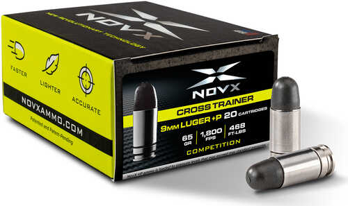 9mm Luger +P 20 Rounds Ammunition NovX 65 Grain FMJ