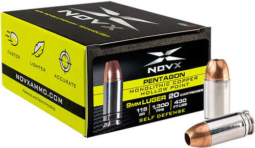 9mm Luger 20 Rounds Ammunition NovX 115 Grain Hollow Point