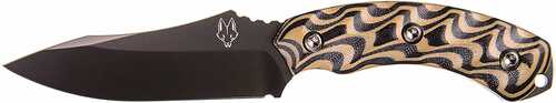 Southern Grind Jackal 4.75" Fixed Drop Point Plain Black PVD 8670 Steel Blade 4.50" Black/Tan G10 3D Milled