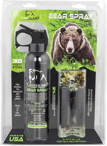 UDAP Griz Guard Bear Pepper Spray Black W/Green Accents Effective 30 ft 9.2 Oz