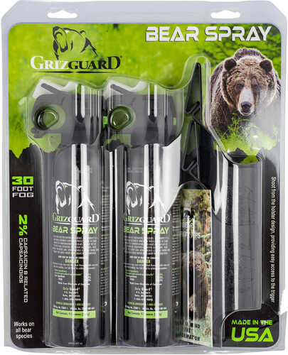 UDAP Griz Guard Bear Pepper Spray Black W/Green Accents Effective 30 ft 9.2 Oz